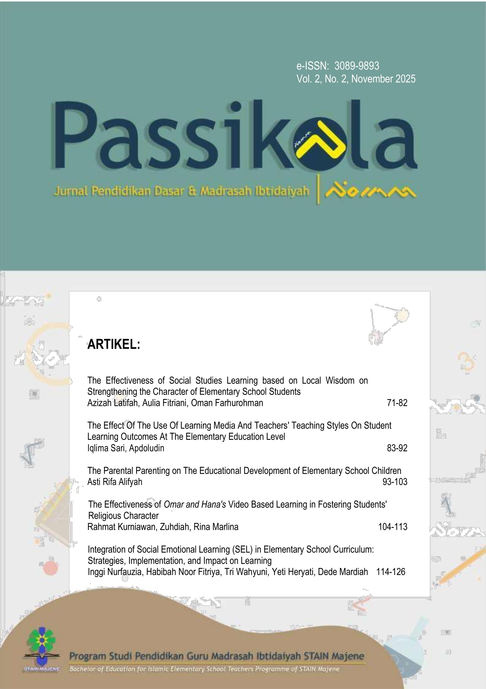 					View Vol. 2 No. 2 (2025): November, Passikola: Jurnal Pendidikan Dasar & Madrasah Ibtidaiyah
				