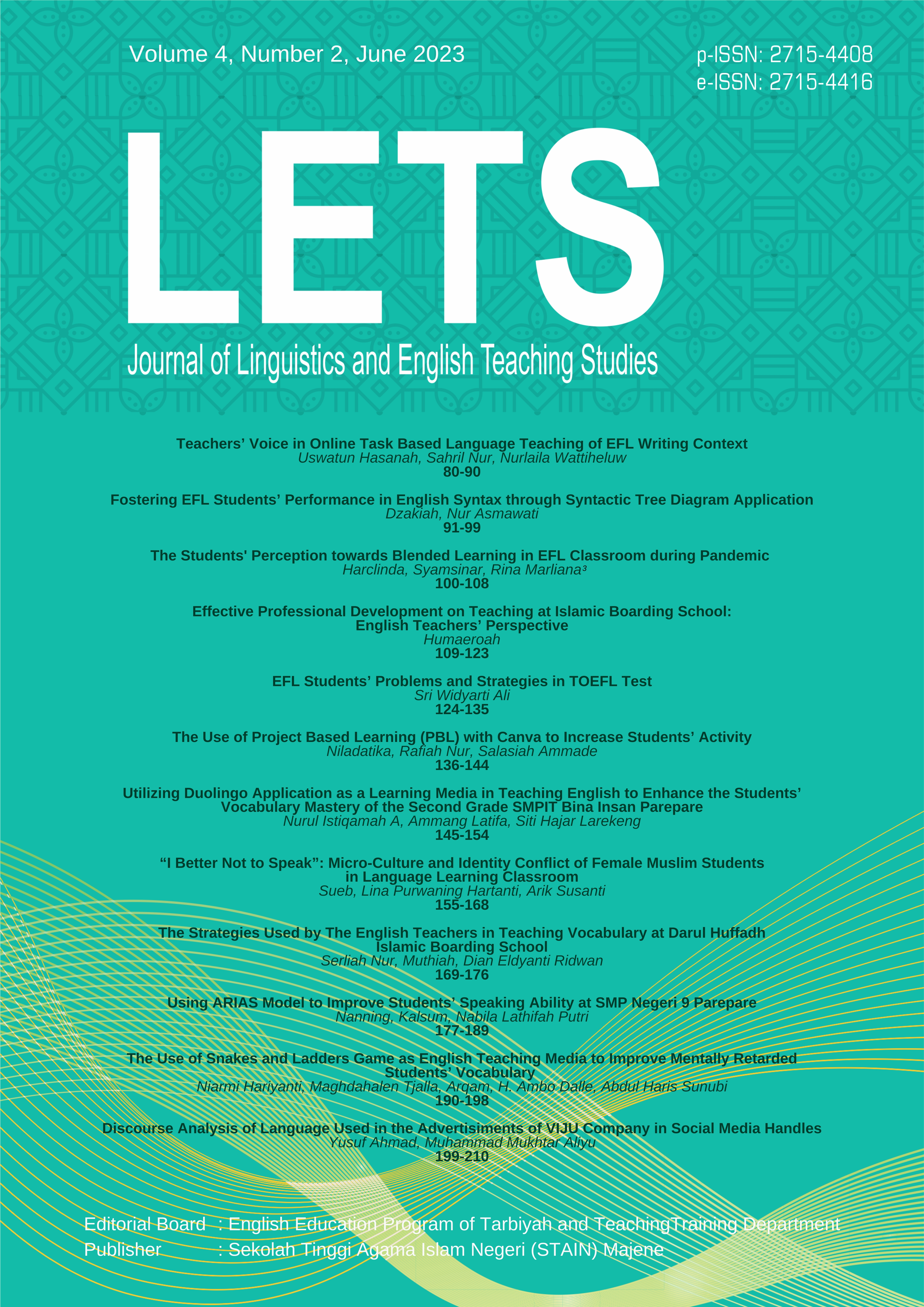 					View Vol. 4 No. 2 (2023): LETS: Journal of Linguistics and English Teaching Studies
				