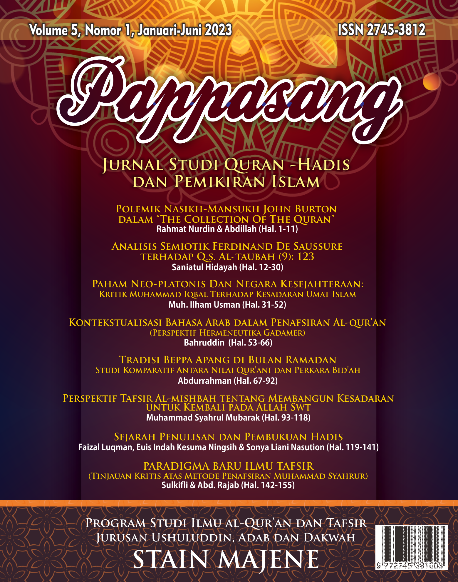 					View Vol. 5 No. 1 (2023): Jurnal Pappasang
				